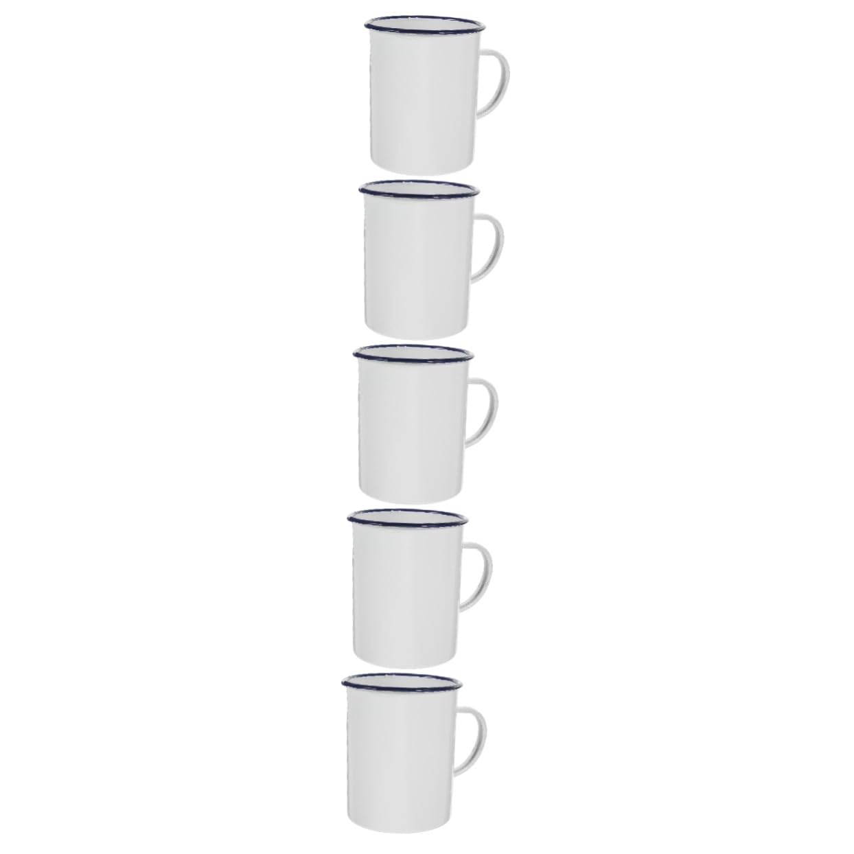 GLEAVI 5 Stück Emaille-Messbecher Outdoor-Camping-Becher Trinken Wasser Camping Cup im Freien Emaille-Tassen, Tassen Reisebecher emaillierter Trinkbecher Reisenbecher Weiß