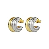 ABILITH Gold Silver Double Hoop Helix Earrings Set For Women 18k Copper Plated 925 Sterling Silver S