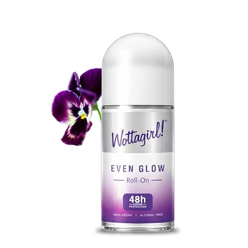 Image of Layer'r Wottagirl 100% Vegan Even Glow Roll On for Women 50ml | Alcohol-free 48H odour protection with underarm brightening and berry floral fragrance. 100% vegan formula