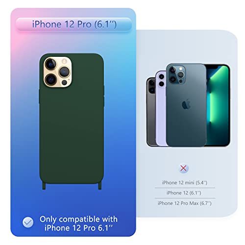 Image of Compatible with iPhone 12 Pro Case with Lanyard Crossbody iPhone Case with Strap Adjustable Shockproof Drop Protection Silicone Phone Cover for iPhone 12 Pro 6.1'' Midnight Green