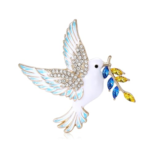 Image of Luxury Enamel Dove Brooches for Women Rhinestone Olive Branch Peace Dove Pins for Friends Gifts holiday Accessories Jewelry