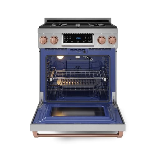 Image of Gordon Ramsay by THOR Kitchen 30 Inch Professional Gas Range with Tilt Panel Touch Control in Stainless Steel /Rose Gold