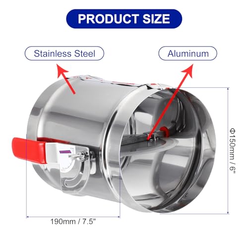 PATIKIL HVAC Duct Manual Volume Backdraft Damper, 6 Inch, Airflow ...