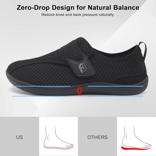 JOINFREE Diabetic Wide Walking Shoes for Women & Men with Adjustable Upper, Zero Drop Non Slip Casual Sneakers Comfortable for Edema, Arthritis, Swollen Feet & Elderly4
