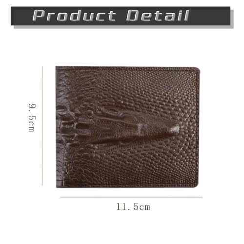 Men's wallet brown Short horizontal vertical oil wax embossed crocodile head wallet retro for men2