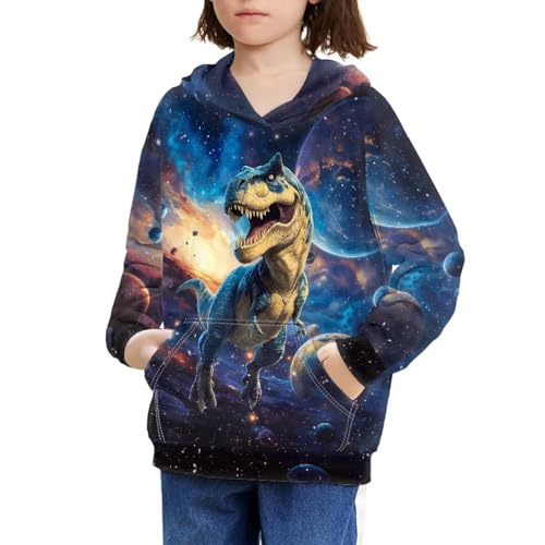Image of WELLFLYHOM Boys Hooded Sweatshirts Hoodie Pullover Cool Graphic Crewneck Blouses Size 6-16
