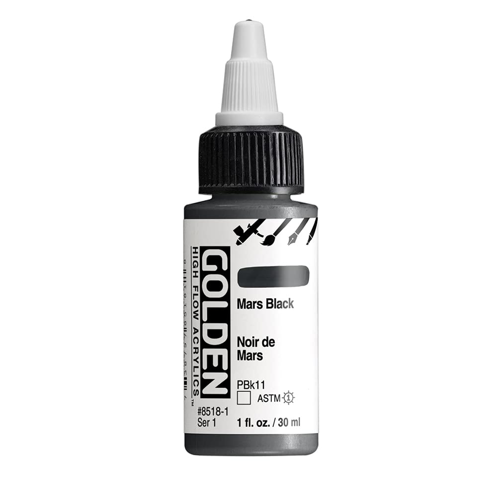 Golden : High Flow : Acrylic Paint : 30ml (1oz): Mars Black : S1