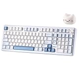 YUNZII B98 PRO QMK/VIA Gaming-Tastatur, 96% Kabellose Mechanische Tastatur mit Nummernblock Niedlichem Katzenknopf, BT/2,4 G/USB-C, Hot-Swap Tastatur Individuelle (Blau, Candy Linear Switch)