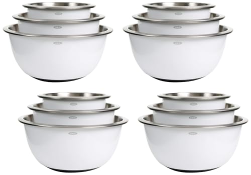Image of OXO Good Grips 3-Piece Stainless-Steel Mixing Bowl Set (Pack of 4)