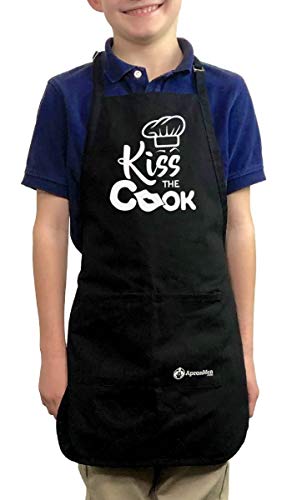 Kids Apron Kiss The Cook - for Children Baking, Painting, Arts & Crafts