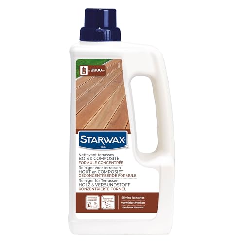 STARWAX Nettoyant concentré pour terrasses en bois et composite, 1L, Élimine taches alimentaires et graisses sur terrasses bois exotiques, pin et composite,...