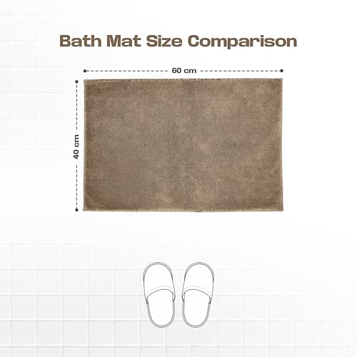 Image of enera Anti Slip Bathroom Mat 40x60 cm | Microfibre Bath Mat, Door Mat & Floor Mat for Bathroom, Bedroom, Kitchen, Home | 2000 GSM Super Soft Water Absorbent Quick Dry Machine Washable (Stello, Beige)