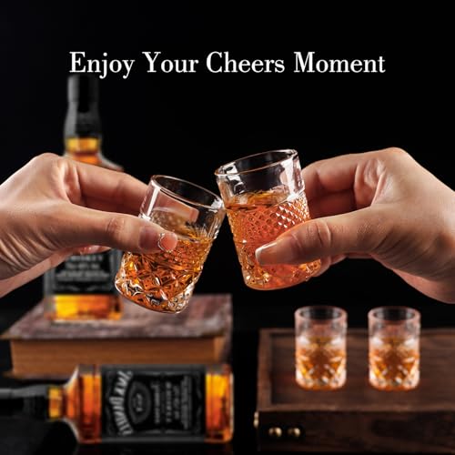 Paysky 6 Pack Heavy Base Shot Glasses Set, 2 oz Clear Shot Glasses Bulk, Tequila Shot Glass, Square Shot Glass, Espresso Shot Glass for Vodka, Whiskey, Tequila, Espressos, Liquors
