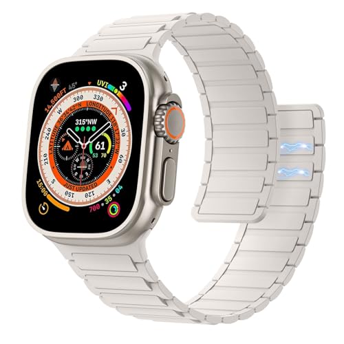 Ya en manzanajugosa.com: Astorgos Correa Magnética Compatible con Apple Watch Ultra 3/2/1 49mm,S11/S10 46mm,9/8/7 45mm,SE3/SE2/SE/6/5/4 44mm,3/2/1 42mm,Pulsera de Repuesto Ajustable de Silicona,Estrella Oro