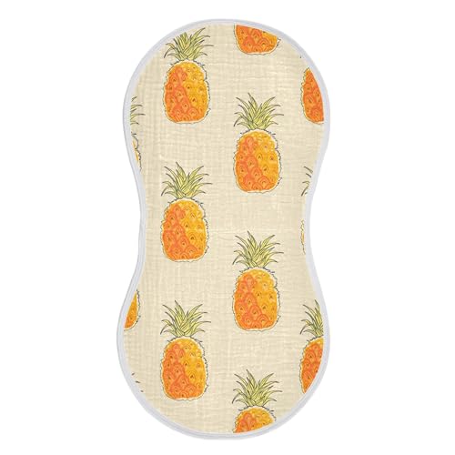 xigua Pineapples Muslin Baby Burp Cloths Set of 1, Super Soft & Absorbent Burping Rags, Cotton Burp Clothes Shower Gift for Newborn, Baby Girls and Boys