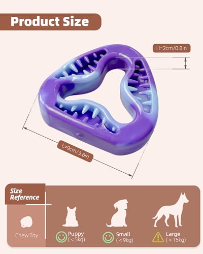 ETIALURE Juguetes Masticables Morados para Cachorros, Juguetes Interactivos de Goma para Limpiar los Dientes de los Perros, Comedero Lento para Mascotas para Reducir el Aburrimiento (Triangular) - imagen 7