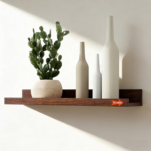 LNSYSNS Baldas Flotantes Pared 30 cm, Horizontal Diseño Estante Flotante De Pino, Estanteria Baño para Cocina, Salón y Oficina, Color Nogal Estanteria Pared Madera, para Montaje en Pared