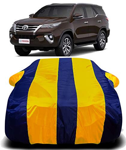 Image of Waterproof Car Cover with Ultra Surface Body Protection (Yellow Stripes) (New Fortuner)