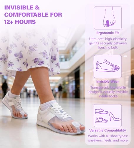 image for Dokoouo Gel Toe Spacers - Helps with Bunions, Corns, Blisters, Rubbing