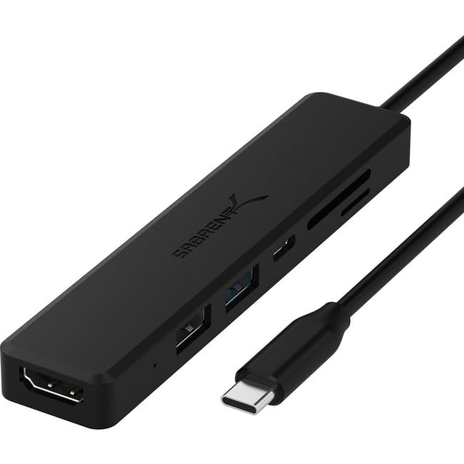 Image of SABRENT Multi-Port USB Type-C Hub with 4K HDMI | Power Delivery (60 Watts) | 1 USB 3.0 Port | 1 USB 2.0 Port | SD /microSD Card Reader (HB-TC6C)