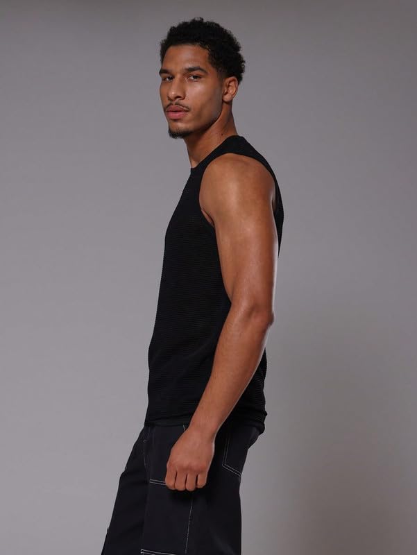 Image of Imsa Moda Mens Waffle Tank Tops Sleeveless Round Neck Polycotton Vest,Sando & T-Shirt for Gym, Running and Outdoor