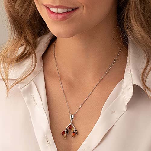 PEORA Genuine Baltic Amber Leaf Dangle Earrings for Women 925 Sterling Silver, Rich Multiple Colors, Friction Backs, Real Baltic Amber Earrings for Adults, 100% Natural from Baltic Region2