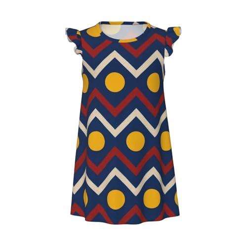 Augenstern Flutter Sleeve Nightgown Pajama Gown Zigzag Geometric Pattern Easy Pull-On Sleepwear Nightdress