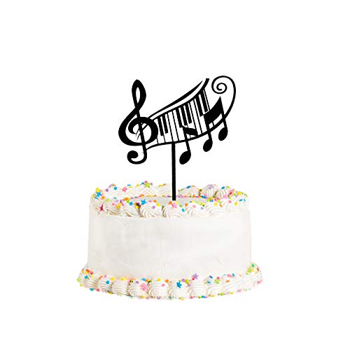 Happy Music Notes Cake Topper,Acrylic Musical Theme Party Supplies Black #TOP22
