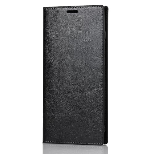 Étui portefeuille en cuir véritable pour Samsung Galaxy S25 Plus coque à rabat noir