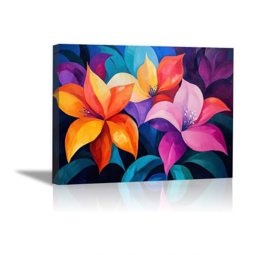 Art mural coloré lys orange grand format tableau décoration moderne