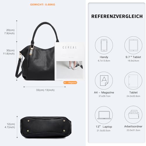Miss Lulu Handtasche Damen groß Shopper Tasche Tote Bag Henkeltasche Weichen PU Leder mittelgross Umhängetasche