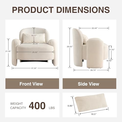 Image of LOULENS Comfy Accent Chair Set of 2, Modern Linen Fabric Lounge Armchair for Living Room, Upholstered Comfy Mid-Century Reading Chair Sofa Chair for Bedroom, Waiting Room, Corner, Office, Beige