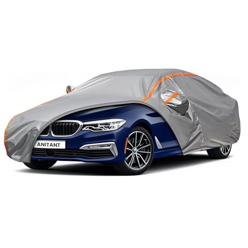 Image of Custom Fit BMW 5 Series Car Cover for 528i 530i 535i 540i M5 M550i M550 2007-2025 Outdoor Waterproof Car Cover All Weather with Door Zipper Cotton Lining Rain Sun Snow Protection
