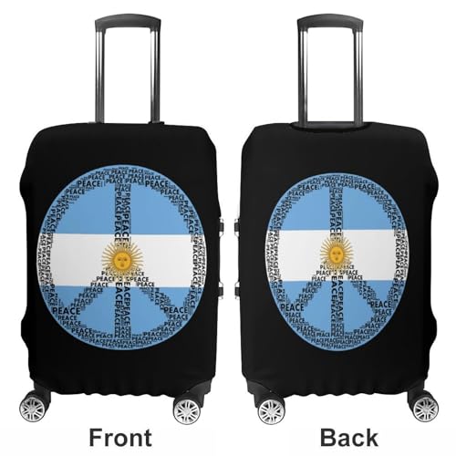 Peace Sign Argentina Flag Travel Suitcase Protector Luggage Cover Protective Washable Anti-scratch Baggage Cover3