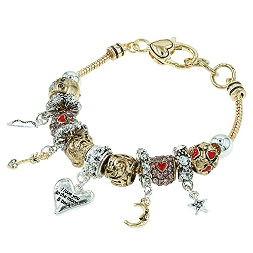 Image of Love Inspired Two Tone Gold and Silver Plated Charm Bracelet