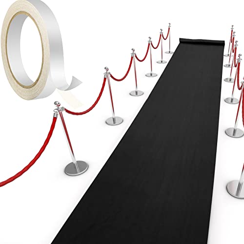 Shappy Black Carpet Runner Rug for Party 55gsm Black Runner for Prom Thickness with Carpet Tape Hallway Rug for Events Graduate Wedding Party Dance Floor Outdoor Accessories(2.6 x 16.4 Feet)