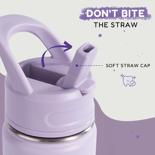 Fijinhom Botella de Agua para Niños 12oz, Acero Inoxidable, Aislamiento al Vacío, a Prueba de Fugas, Libre de BPA, Color Morado miniatura 2