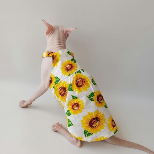 UOSIA Vestido De Gato Sem Pêlos Sphynx Fofo Floral Print Skirt Skitt Summer Roupos De Algodão Girl R