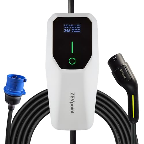 Zevpoint 7.5 kW EV Charger | Carry Bag + Holder Clips + CEE Socket | 32A, Waterproof | 5m Cable,...