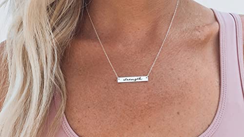 Strength Horizontal Bar Necklace For Women And Girls Strength Jewelry A Motivation Necklace Mantra Pendant Is An Inspirational Charm, Strength Bar Jewelry Gift #TOP1