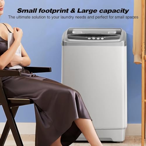 Apartment Washing Machine, 17.7 lbs Automatic Washing Machine with 10 Wash Promgrams and 8 Water Levels, Energy Saving Portable Washer Suitable for Apartments and Dorms