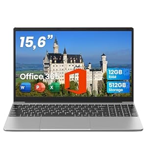 jumper Laptop 15,6 Zoll FHD Display, Office 365, 12 GB RAM 512 GB ROM TF Erweitern 512GB, 5205U Prozessor Notebook(bis zu 2,3 GHz), 2 Stereo-Lautsprecher/USB 3.0/Typ-C/Zehnertastatur