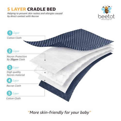 Image of Premium Swing Cradle Set | Hanging Swing Cradle, Removable 5-Layer Padded Bed & Mosquito Net | Up to 15 kg | Dark Navy Dot