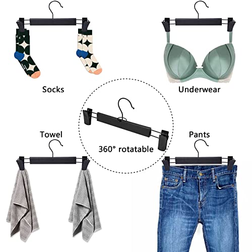 Image of NORTHERN BROTHERS Pants and Skirt Hangers with Adjustable Clips, 50 Pack, Slim Non-Slip Clip Hangers, 360 Degree Swivel Hook, Black