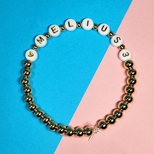 Image of Melius Acrylic Gold Letter Beads, 4x7mm Round, 1450 Pcs | 4x7mm, Letter, Number, Heart Beads, 28 Grid Box, for Jewelry Making, DIY Friendship Bracelets, Necklaces, Key Chains
