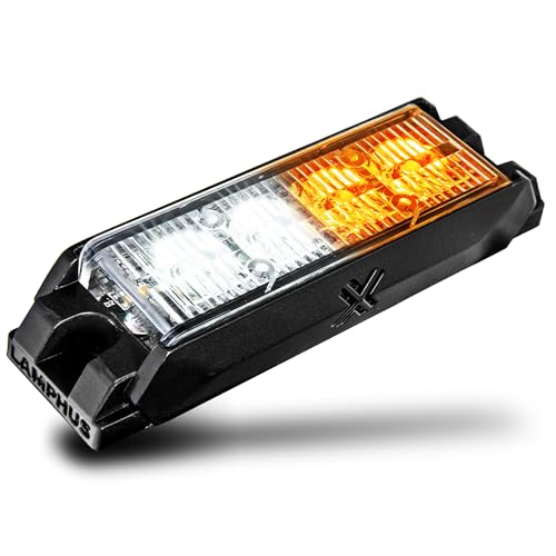 Image of LAMPHUS NanoFlare 4 inch 4W Amber White LED Surface Mount Police Grill Strobe Warning Light [SAE Class 1] Orange Clear 12V Rectangle Grille Flashing Emergency Fire Light for Snow Plow Truck Car