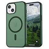 vnnink for iPhone 15 Case,iPhone 14/iPhone 13 Case, Magnetic Matte Military Grade Drop Protection Translucent Cell Phone Cover,Rugged Shockproof Cover,Forest Green