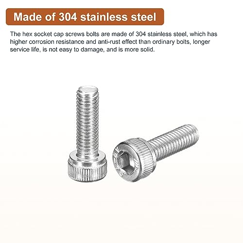 DTGN M5x16mm Socket Head Cap Screws Bolts, 100Pcs 304 Stainless Steel 18-8, Metric Machine Hex Socket Screw, Hex Drive - Image 3