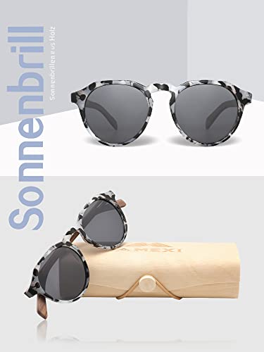 AMEXI CN8048 Wooden Sunglasses Polarised Sunglasses for Men and Women UV400 Sunglasses/The Frame of the Glasses is Made of Walnut Wood - Image 3