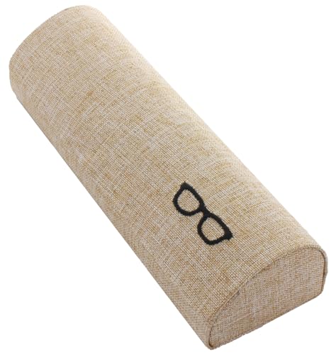 【Amazon.co.jp限定】 メガネケース おしゃれ レディース コンパクト 薄型 スリム ハード 老眼鏡など ファブリック おしゃれ メガネ刺繍モチーフ キャメル 023917P0 23